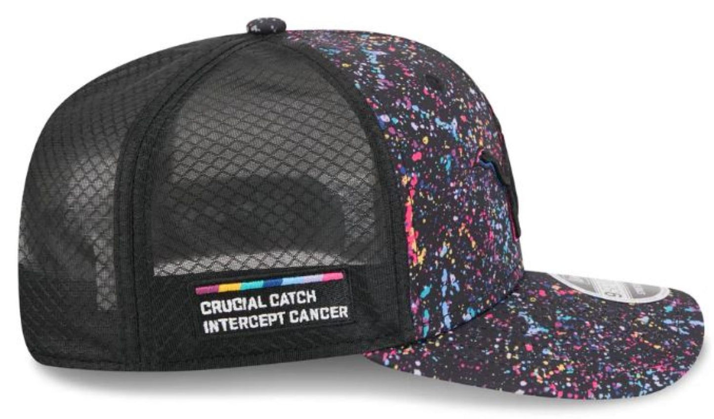 New Era NFL Detroit Lions 2025 Crucial Catch 9SEVENTY Stretch-Snap Trucker Adjustable Hat - Black