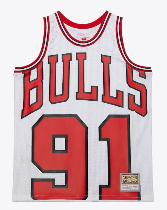 Mitchell & Ness NBA Chicago Bulls Dennis Rodman 1997 Maxxed Out Fashion Jersey - White/Red