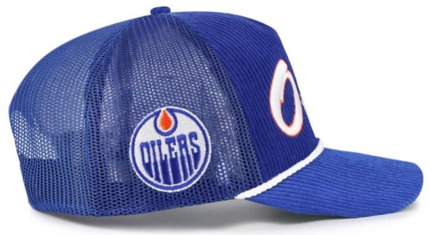 '47 NHL Edmonton Oilers Double Header Rope Mesh Adjustable Snapback Hat - Blue