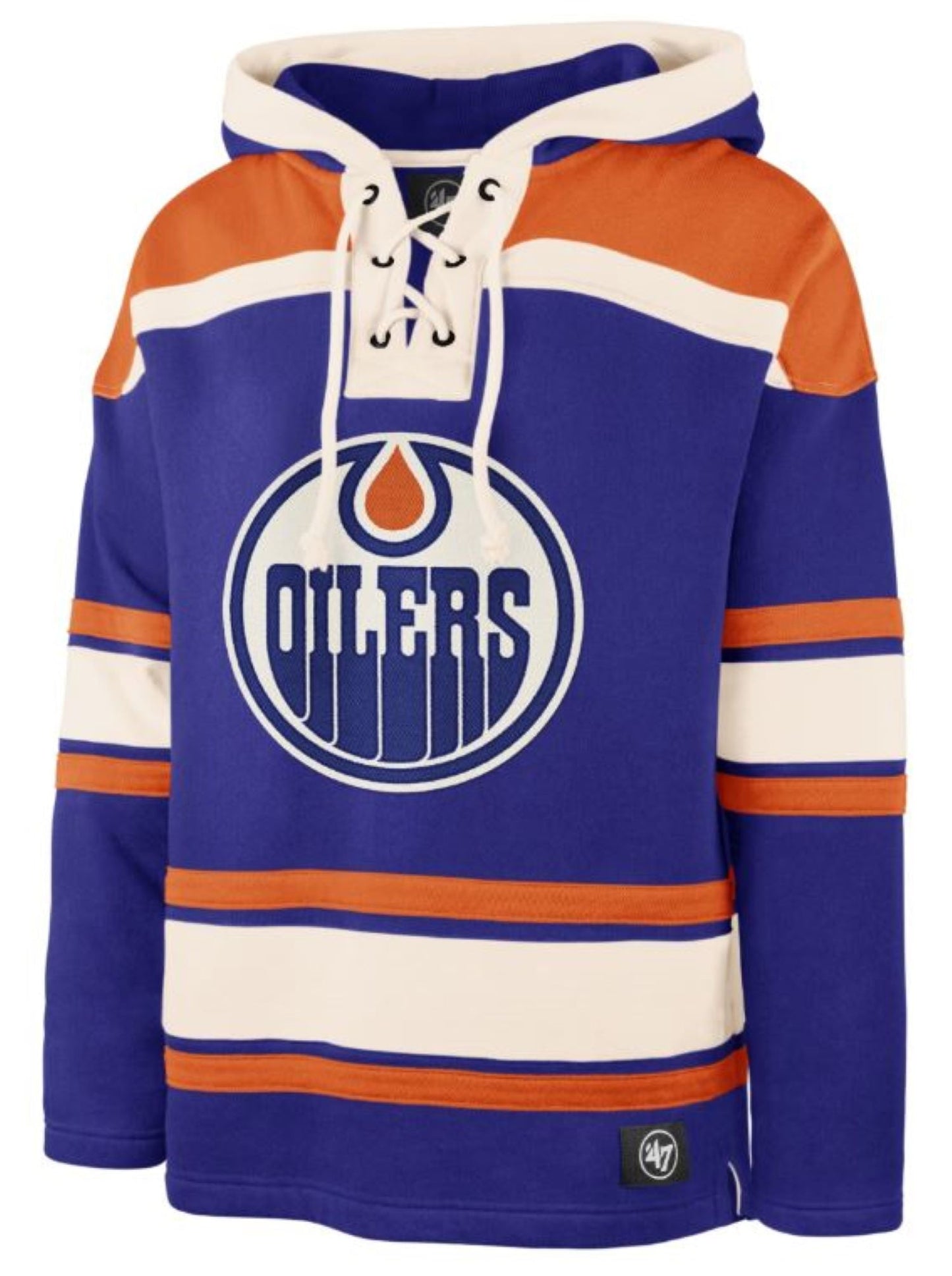 '47 NHL Edmonton Oilers Leon Draisaitl Player Lacer Hoodie - Blue/Orange