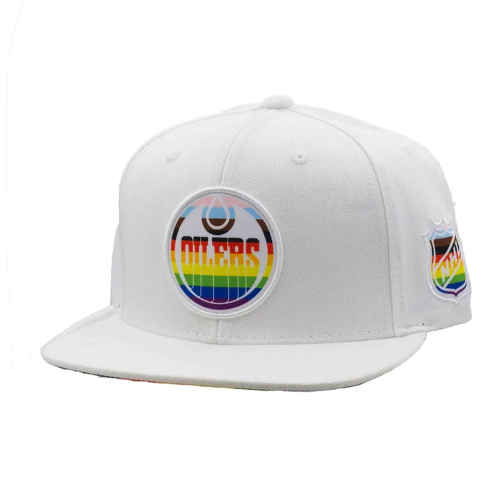 Edmonton Oilers Mitchell & Ness Pride White Snapback Hat