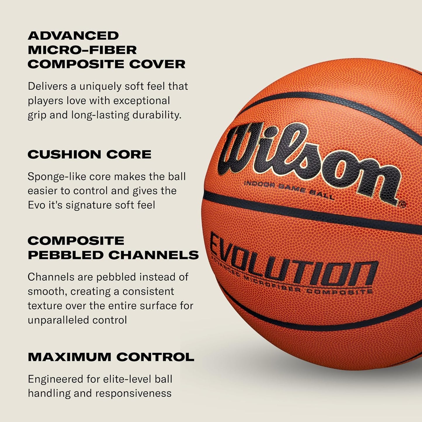 Wilson Evolution Black Edition Official Basketball - Size 5-27.5"