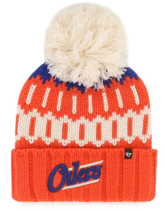 47 NHL Edmonton Oilers Women's Felicity Cuff Knit Pom Beanie - Orange/White