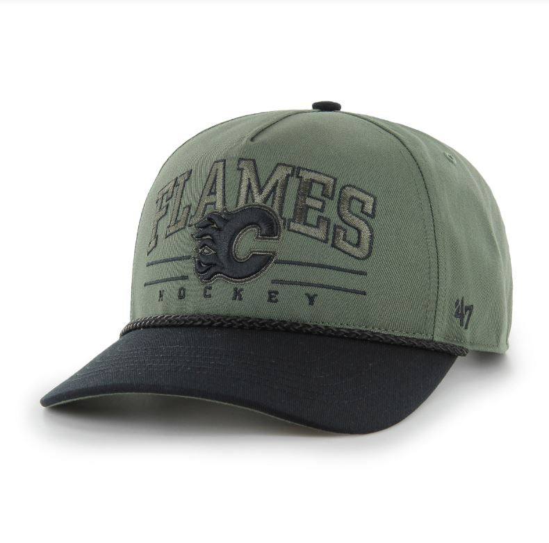 47 NHL Calgary Flames Roscoe Rope Option TT Hitch Snapback Hat - Green/Black