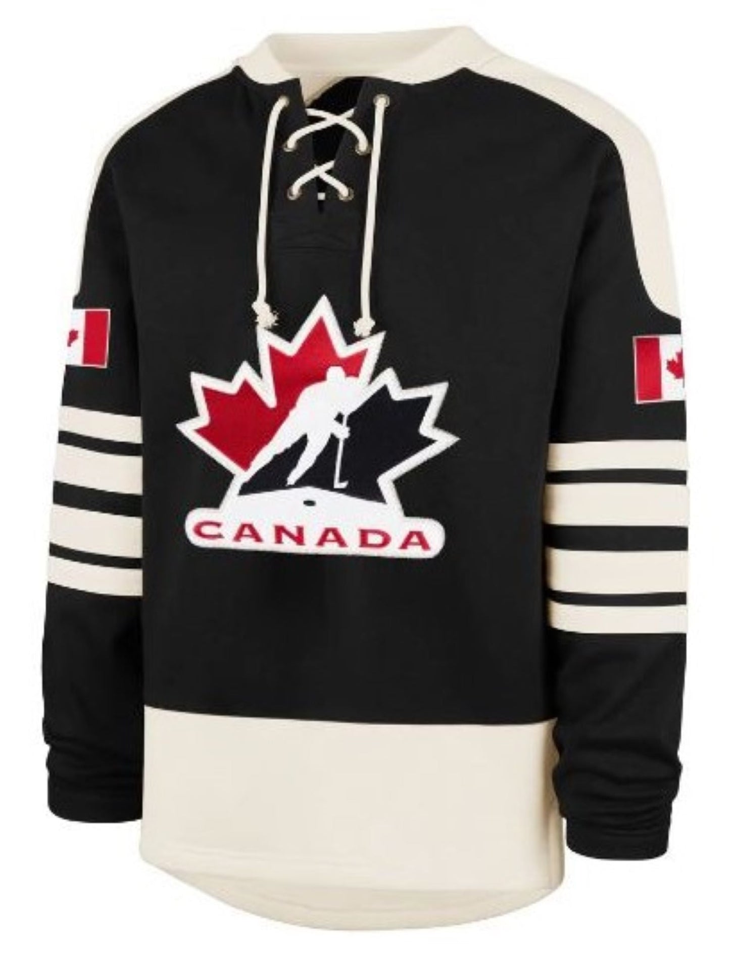 '47 Hockey Canada Golden Age Sweep Check Eternal Lacer Fleece Hoodie - Black/White