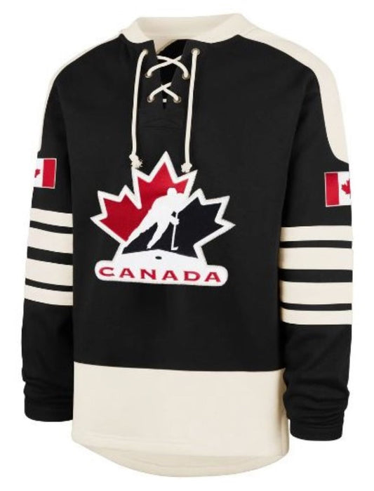 '47 Hockey Canada Golden Age Sweep Check Eternal Lacer Fleece Hoodie - Black/White