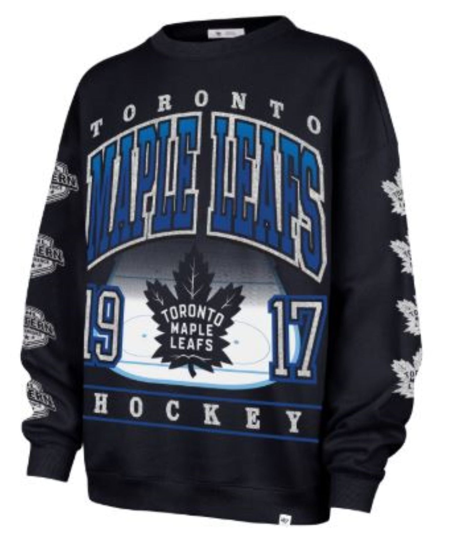 '47 NHL Women's Toronto Maple Leafs 'Go Big' Oversized Crewneck - Navy Blue