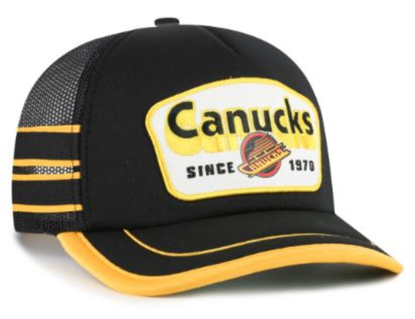'47 NHL Vancouver Canucks Golden Age Hitch FM Snapback Hat - Black/Yellow