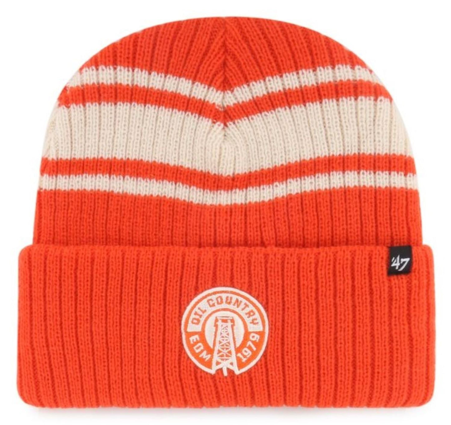 47 NHL Edmonton Oilers Harbor Stripe Cuff Knit Beanie - Orange/White