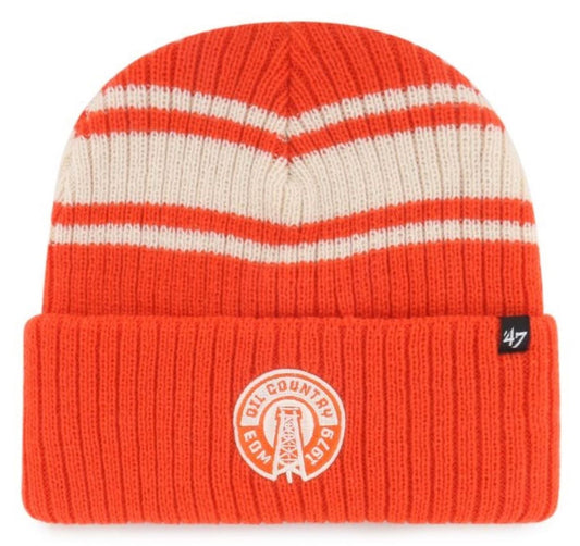47 NHL Edmonton Oilers Harbor Stripe Cuff Knit Beanie - Orange/White