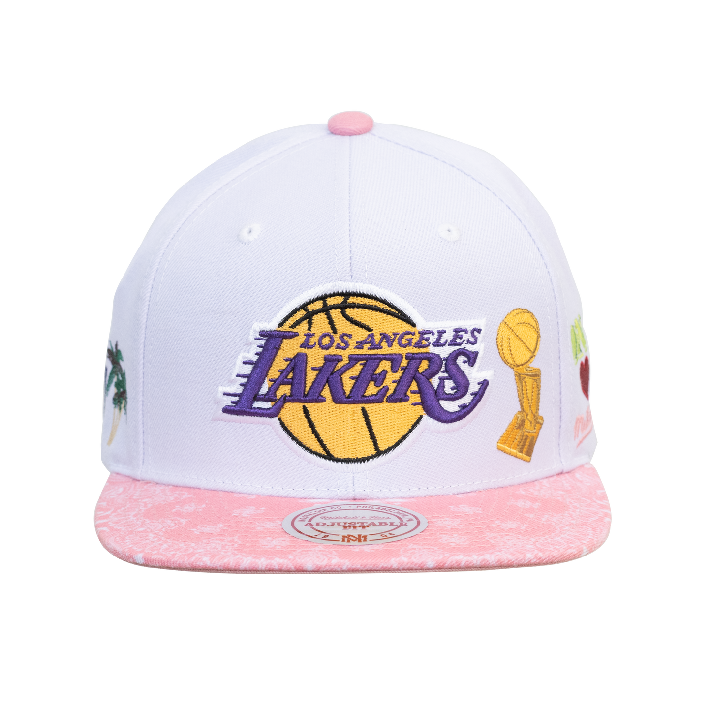 Men's Mitchell & Ness Los Angeles Lakers Snapback Hat - White/Pink