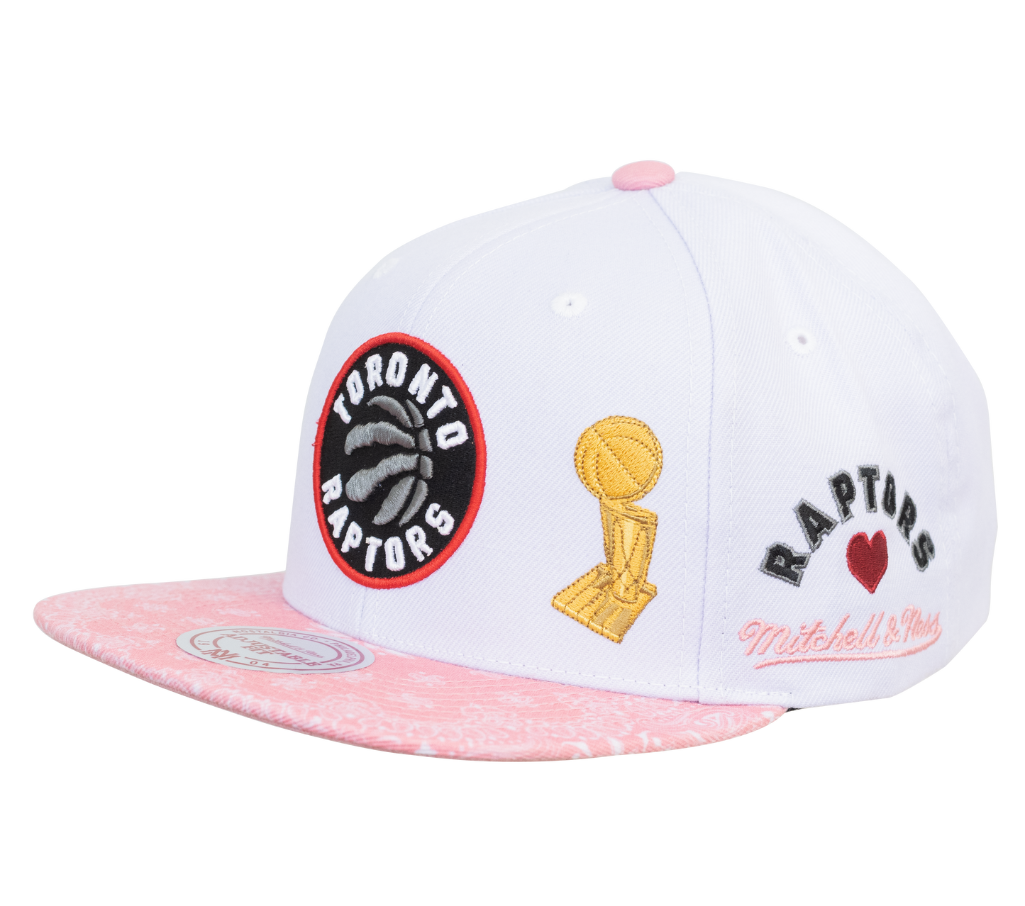 Men's Mitchell & Ness Toronto Raptors Snapback Hat - White/Pink