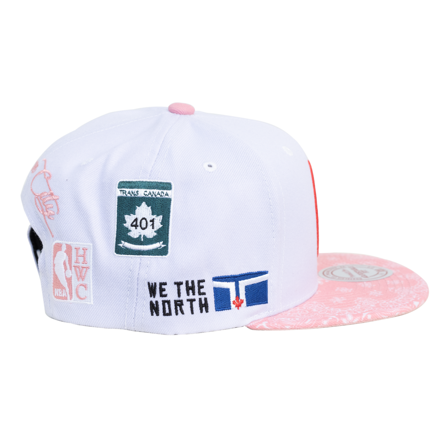 Men's Mitchell & Ness Toronto Raptors Snapback Hat - White/Pink