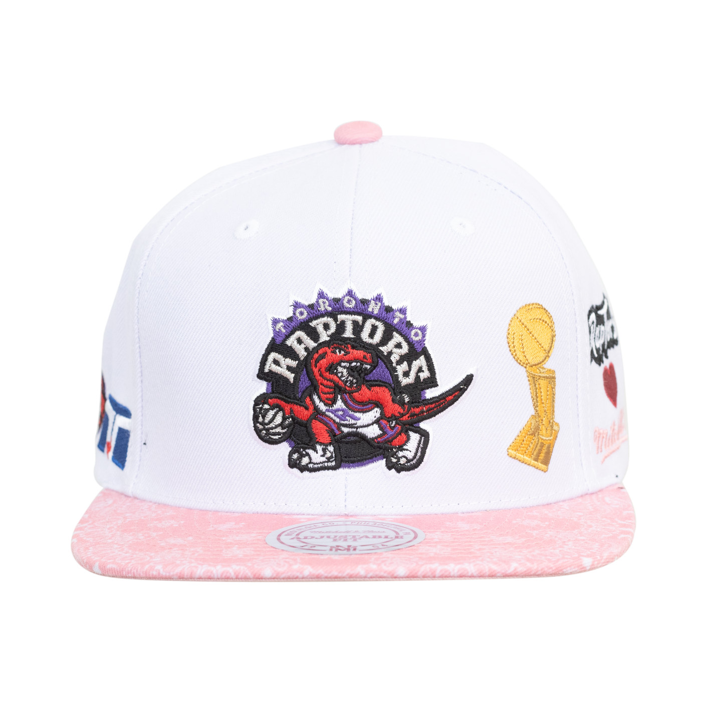 Men's Mitchell & Ness Toronto Raptors NBA Snapback Hat - White/Pink