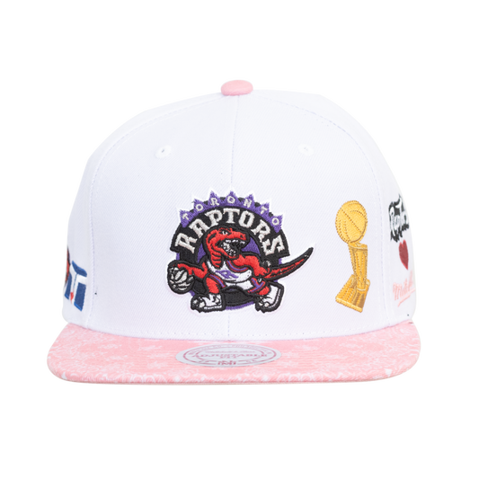 Men's Mitchell & Ness Toronto Raptors NBA Snapback Hat - White/Pink
