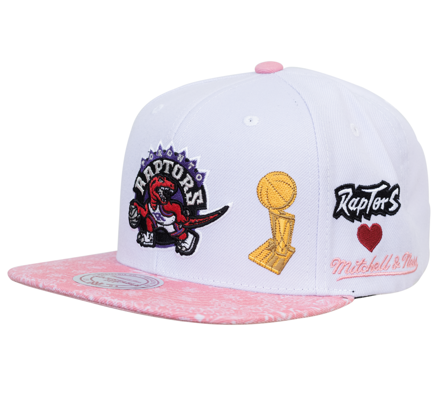 Men's Mitchell & Ness Toronto Raptors NBA Snapback Hat - White/Pink