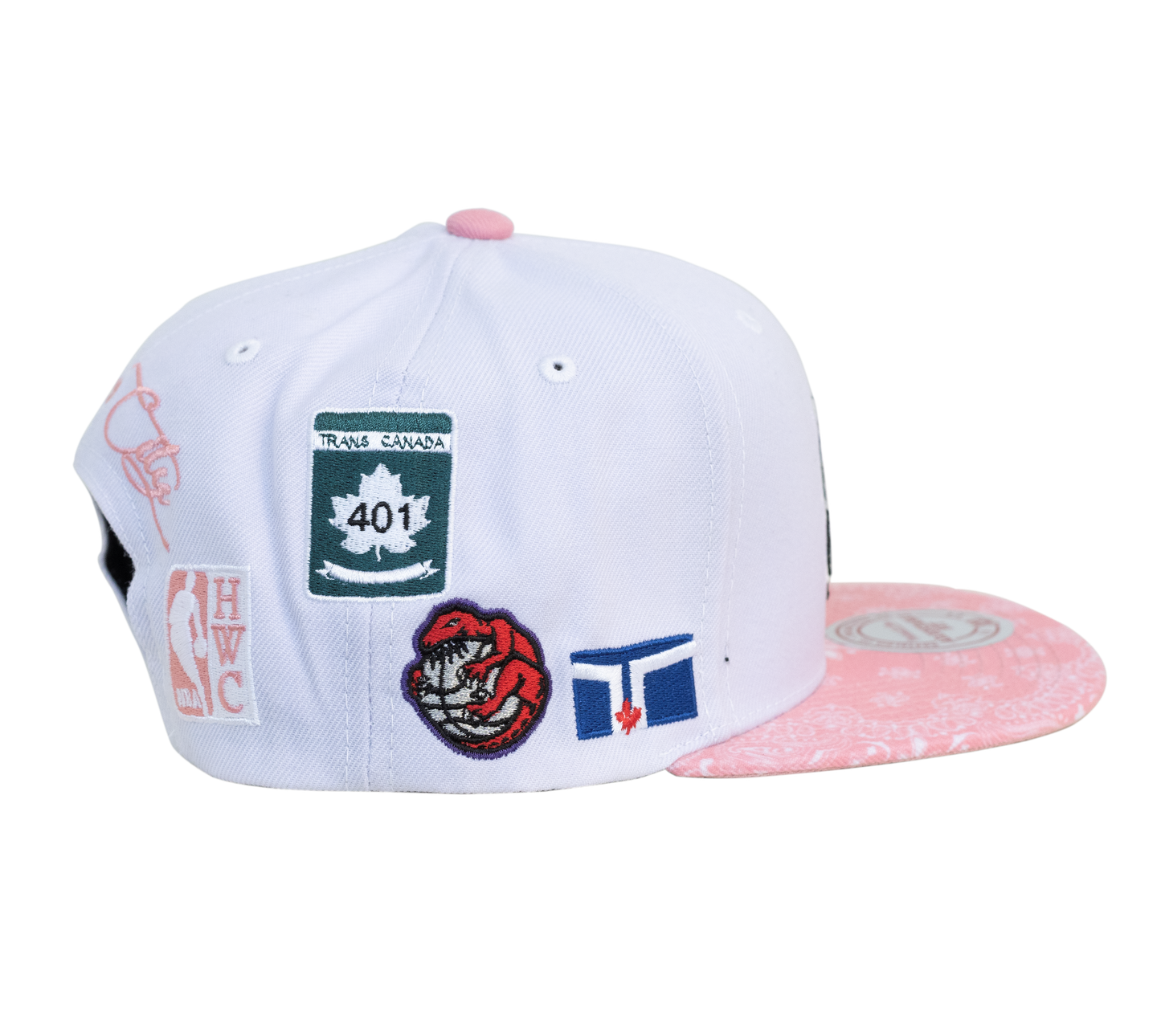 Men's Mitchell & Ness Toronto Raptors NBA Snapback Hat - White/Pink