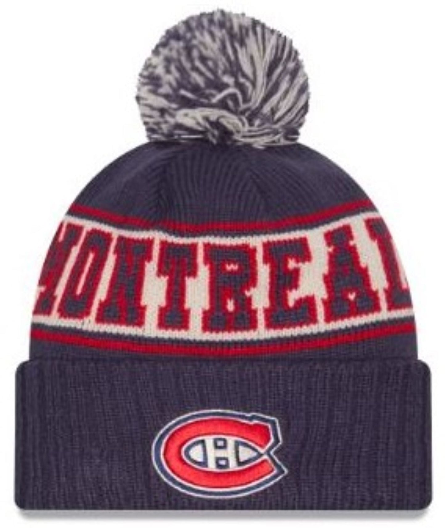 New Era NHL Montreal Canadiens Retro Pom Knit Beanie - Navy/Red