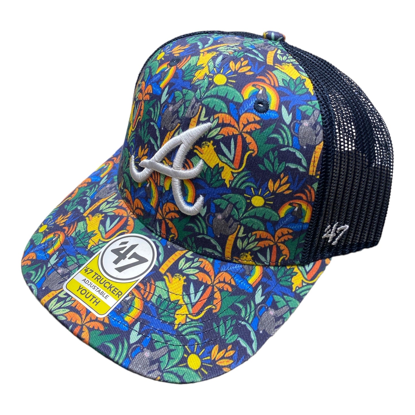 Youth Atlanta Braves '47 Trucker Navy Floral Adjustable Snapback Cap