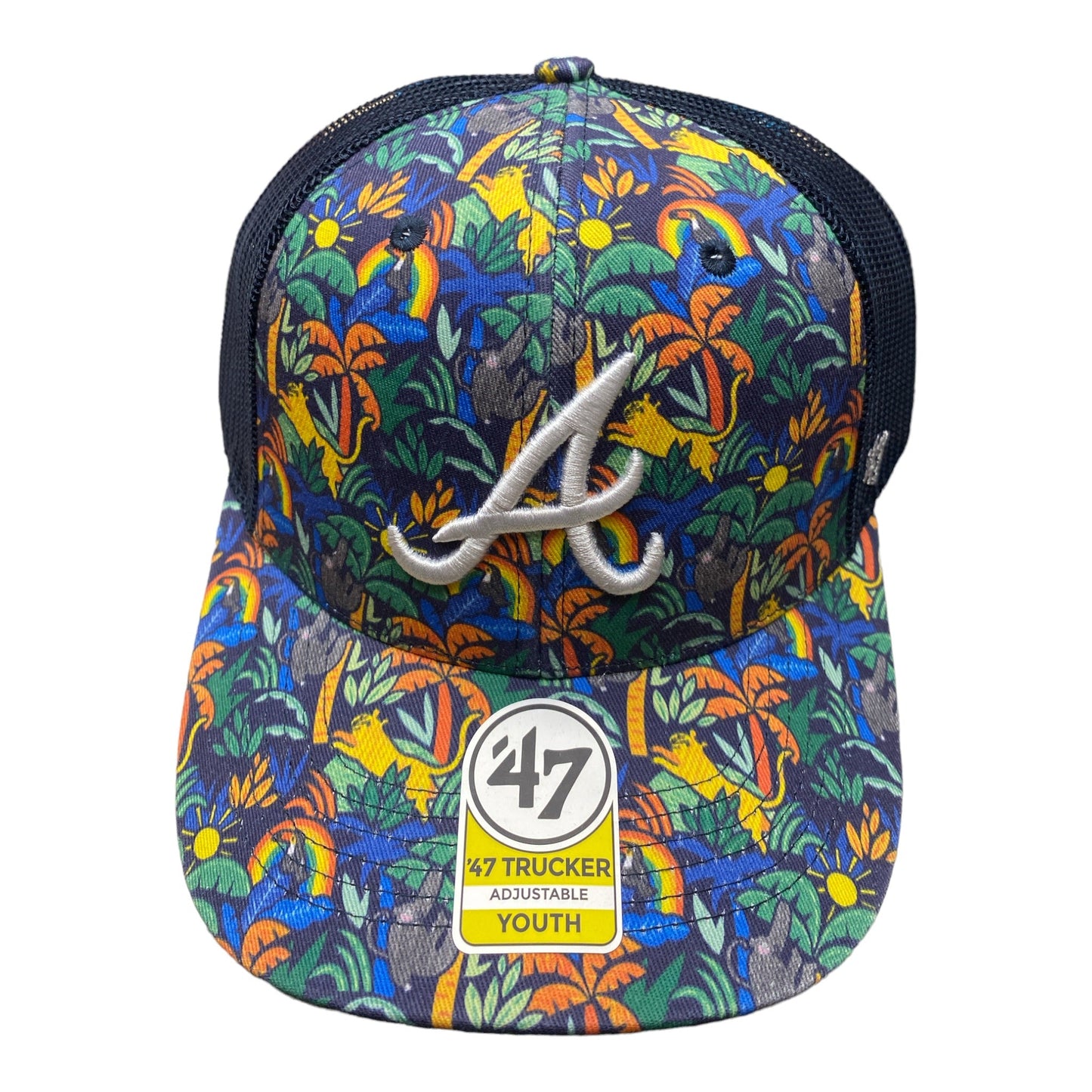 Youth Atlanta Braves '47 Trucker Navy Floral Adjustable Snapback Cap