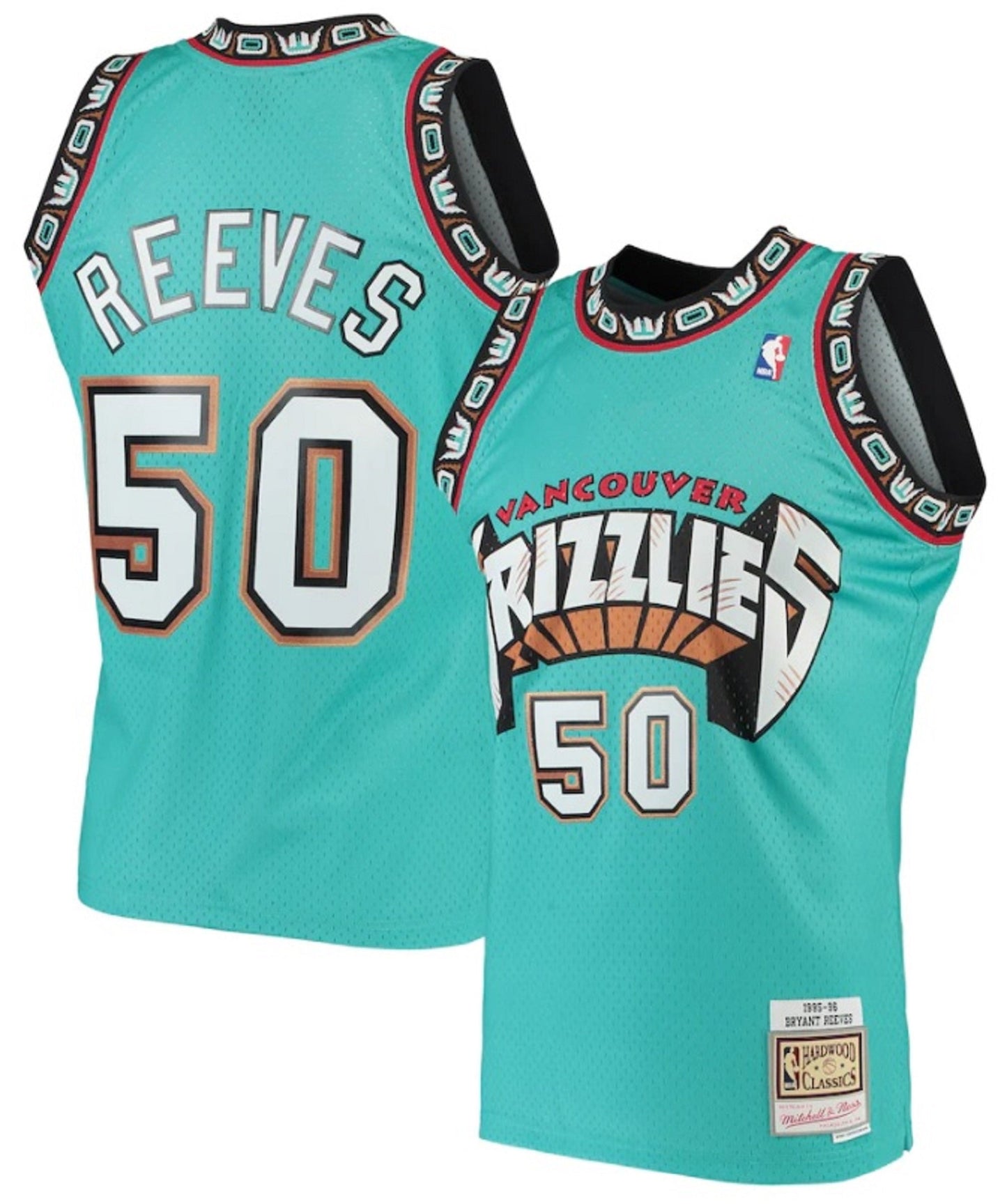 Men's Mitchell & Ness Bryant Reeves Turquoise Vancouver Grizzlies Hardwood Classics 1995-96 Swingman Jersey