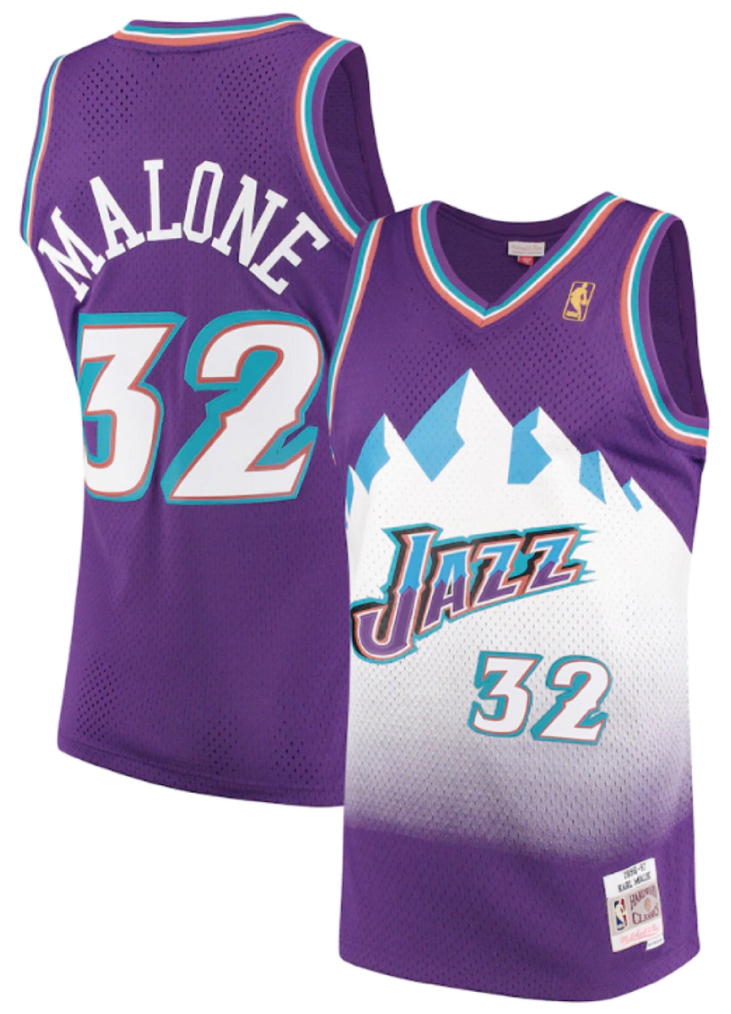 Men's Mitchell & Ness Karl Malone Purple Utah Jazz 1996-97 Hardwood Classics Swingman Jersey