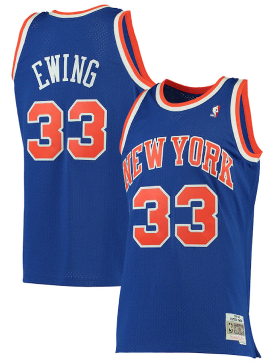 Men's Mitchell & Ness Patrick Ewing Blue New York Knicks Hardwood Classics Jersey