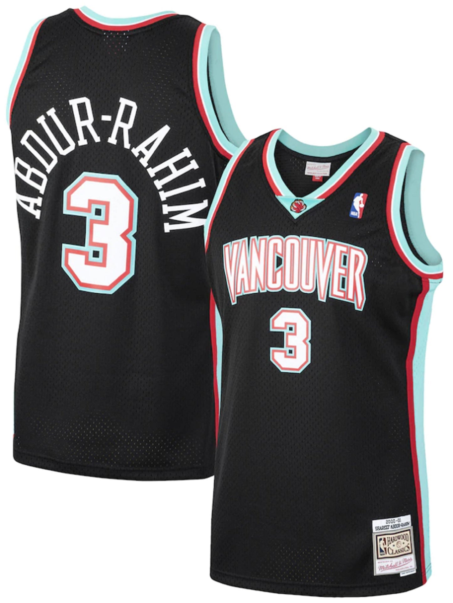 Men's Mitchell & Ness Shareef Abdur-Rahim Black Vancouver Grizzlies 2000-2001 Hardwood Classics Swingman Jersey