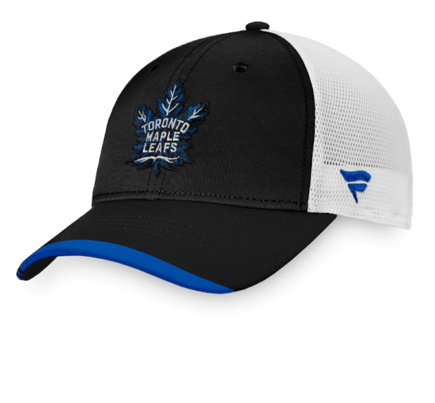 Men's Toronto Maple Leafs Fanatics Branded Black/White Authentic Pro Locker Room Alternate Logo Trucker - Snapback Hat