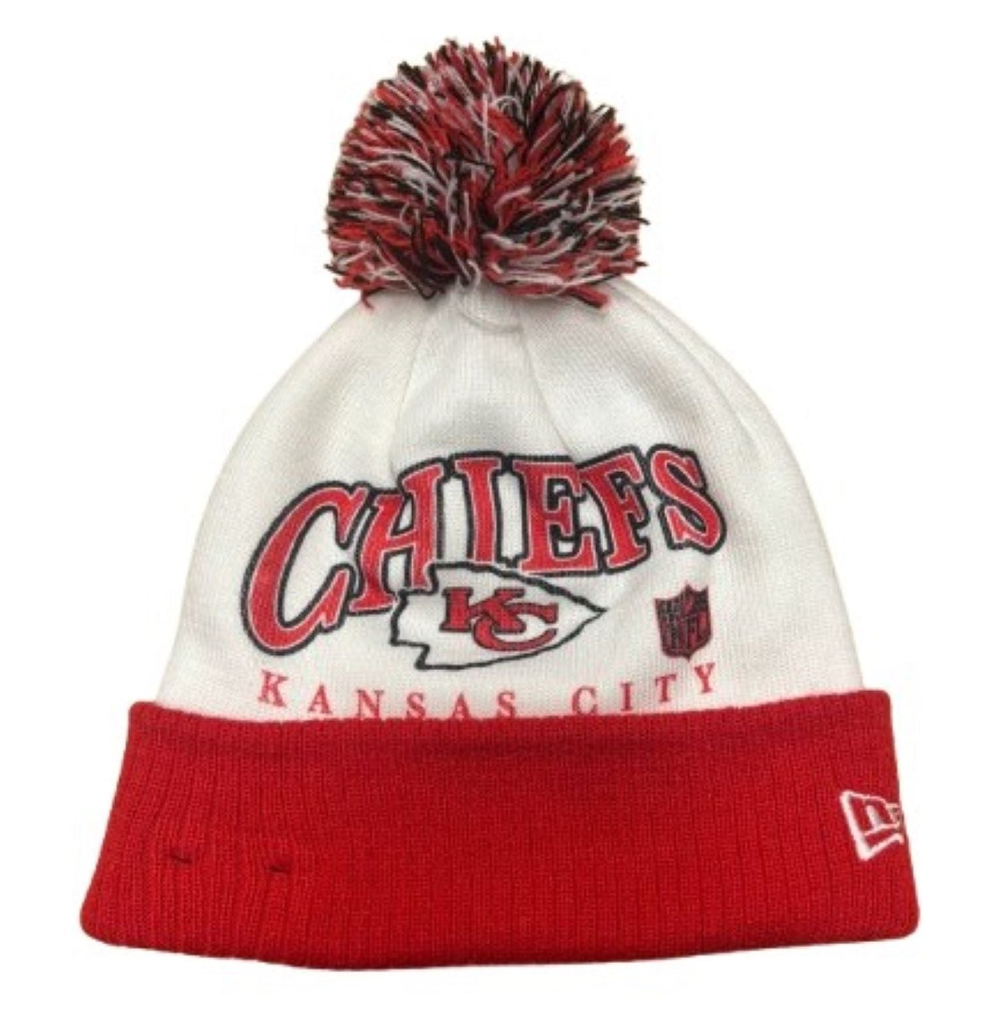 Men's New Era Kansas City Chiefs Spirit Cuffed Knit Pom Beanie - White/Red