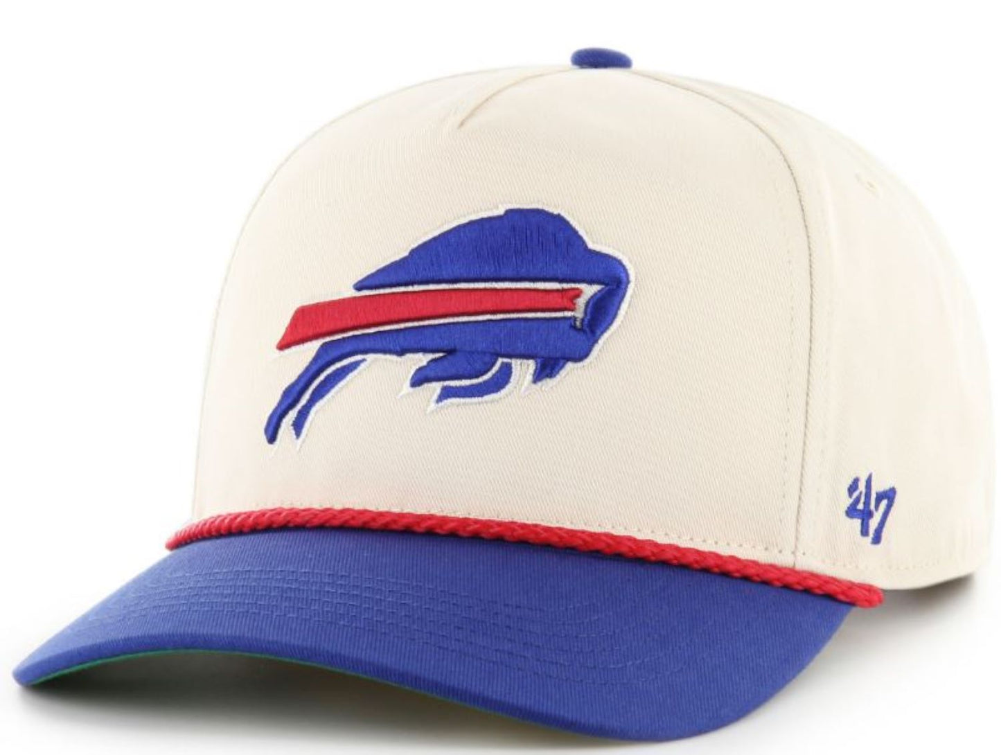 '47 NFL Buffalo Bills Natural Rope TT Hitch Adjustable Snapback Hat - White/Blue
