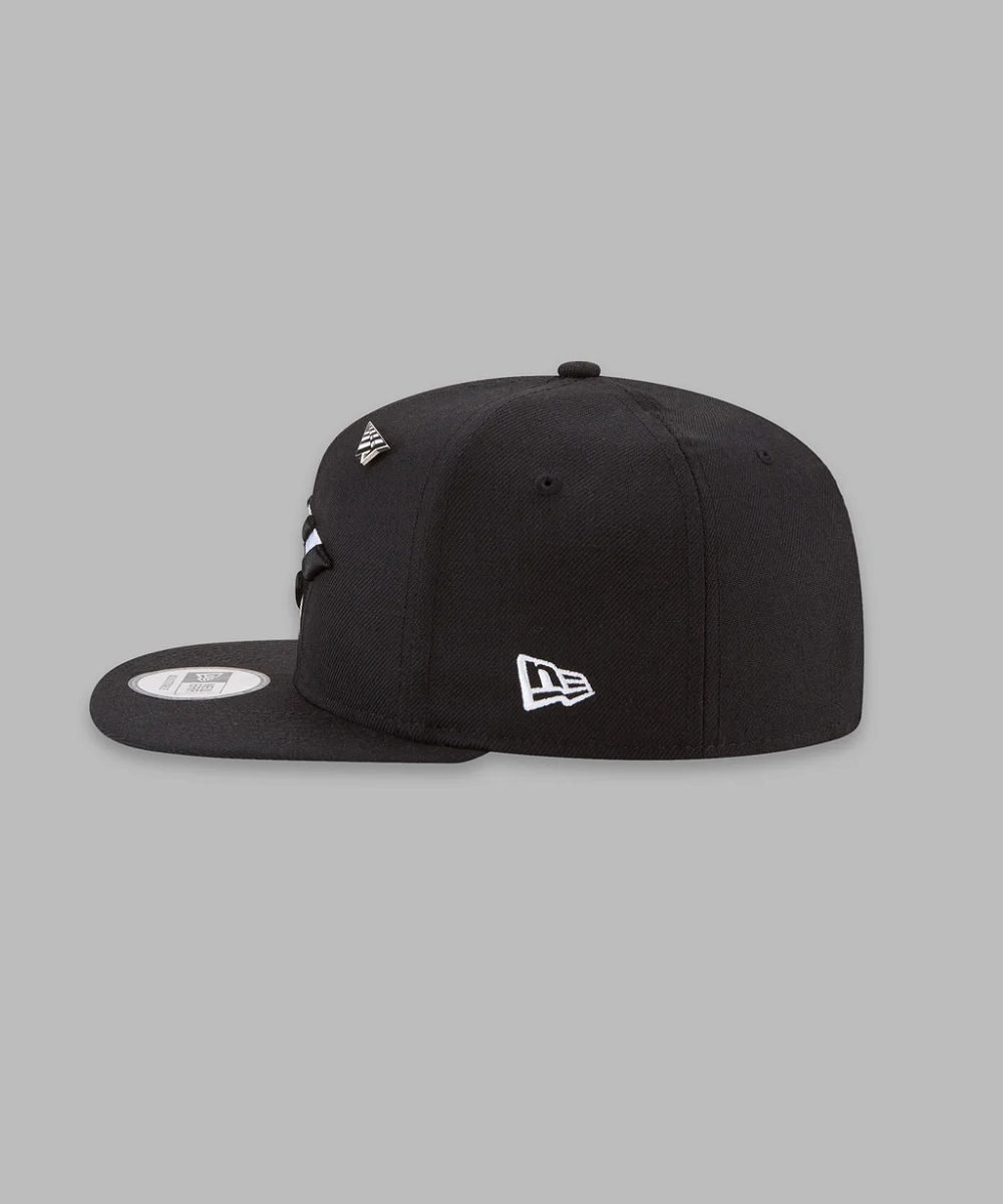 Paper Plane Original Crown Old School Snapback Hat with Green Undervisor