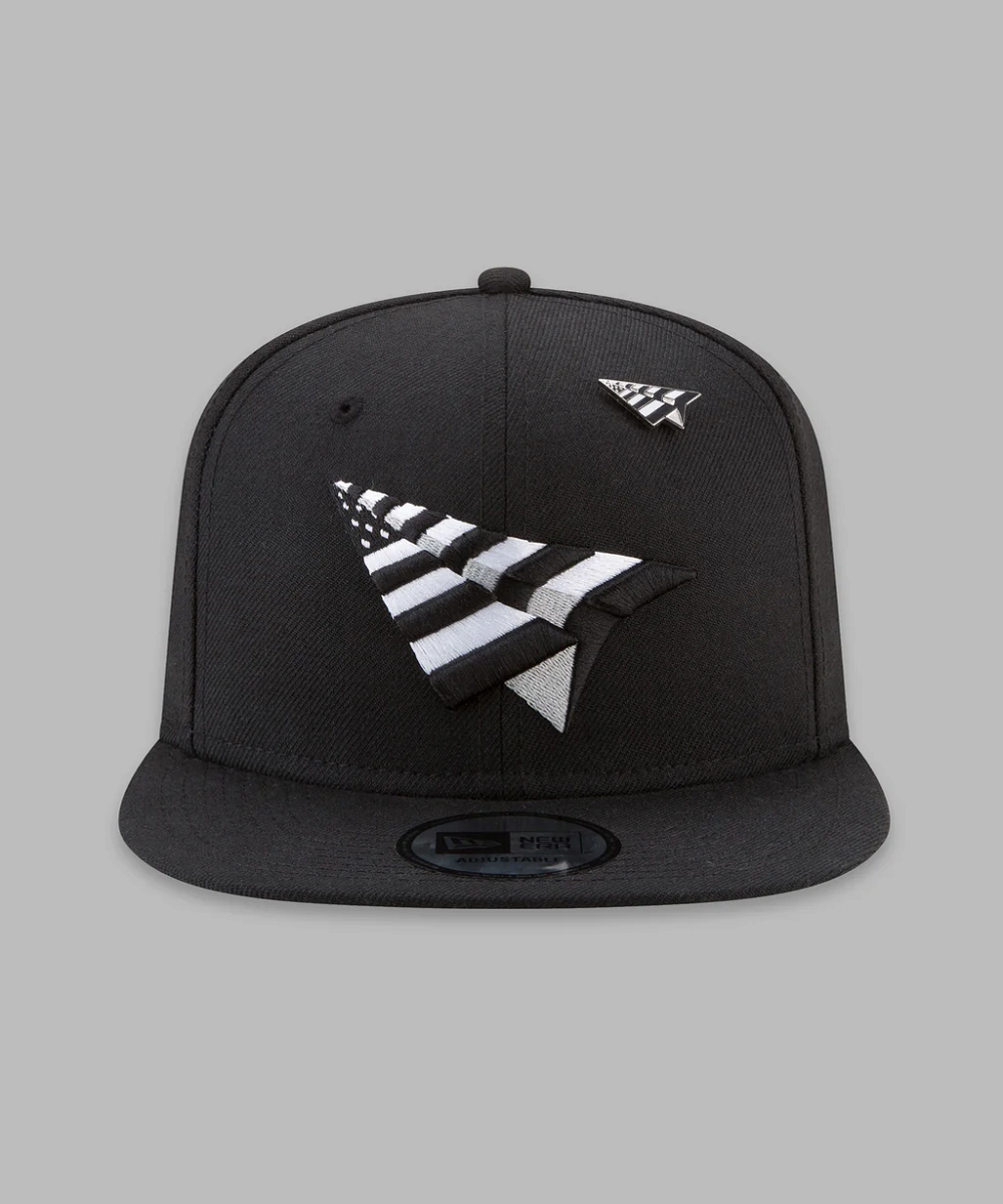 Paper Plane Original Crown Old School Snapback Hat with Green Undervisor
