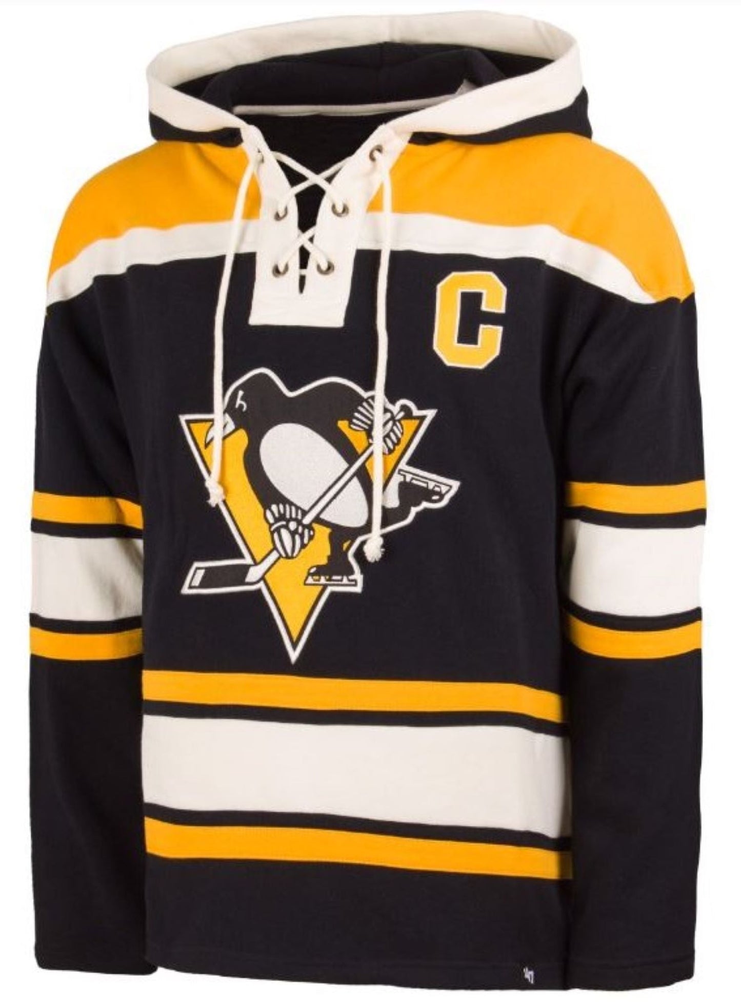 '47 NHL Pittsburgh Penguins Sidney Crosby Captain Patch Player Lacer Hoodie - Black/Yellow