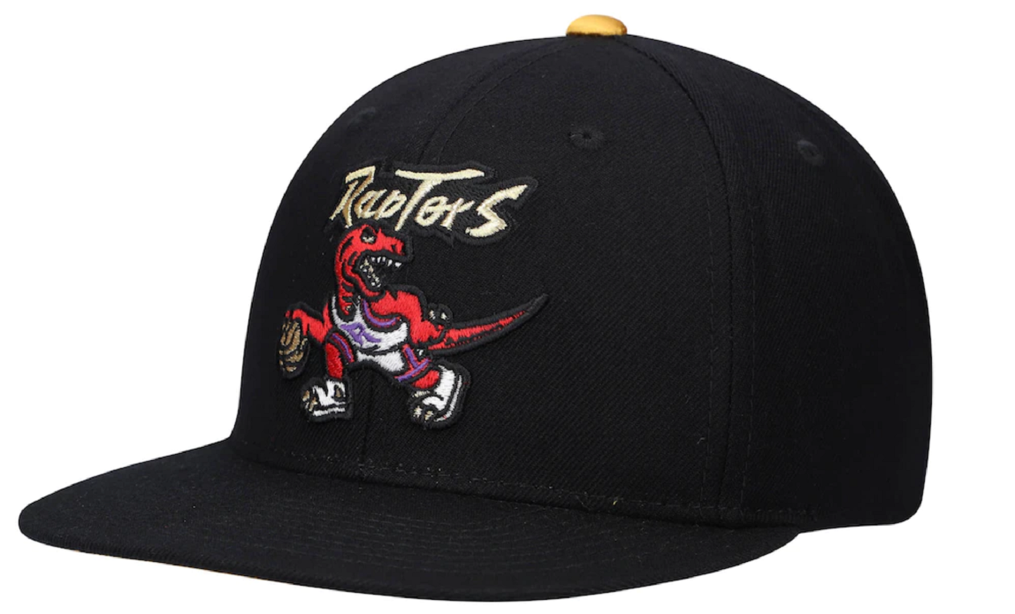 Men's Mitchell & Ness Black Toronto Raptors Dribble Gold Tip II - Snapback Hat