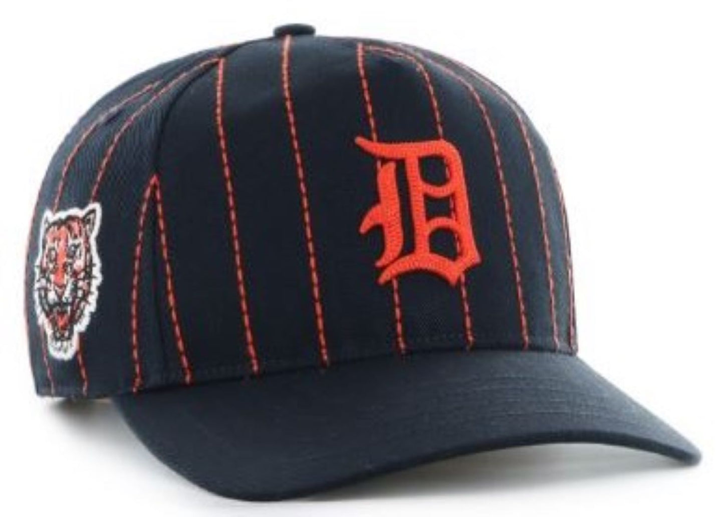 '47 MLB Detroit Tigers Rawlings Pinstripe Clean Up Adjustable Snapback Hat - Black/Orange