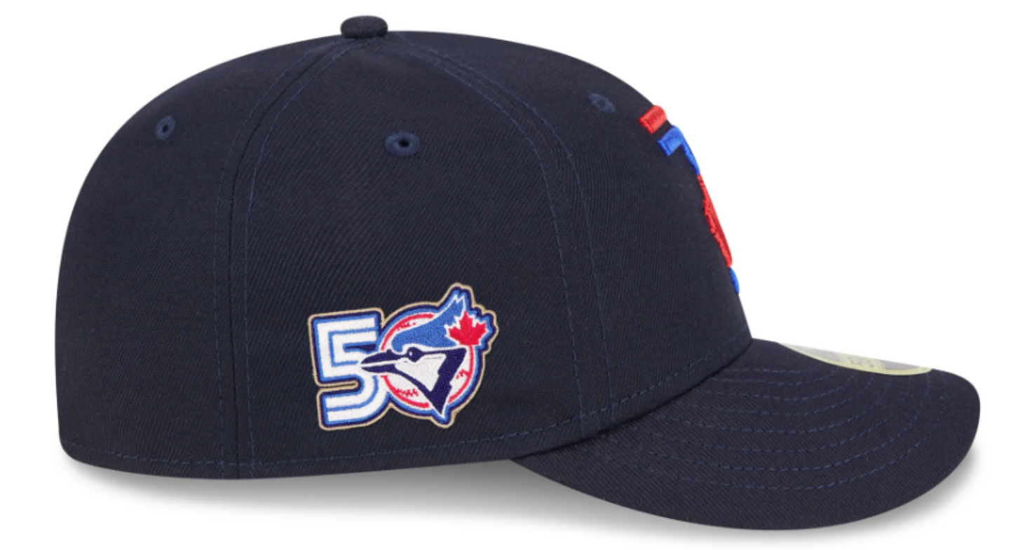 New Era 59FIFTY Low Profile MLB Toronto Blue Jays City Connect 50th Anniversary Side Patch Fitted Hat - Navy