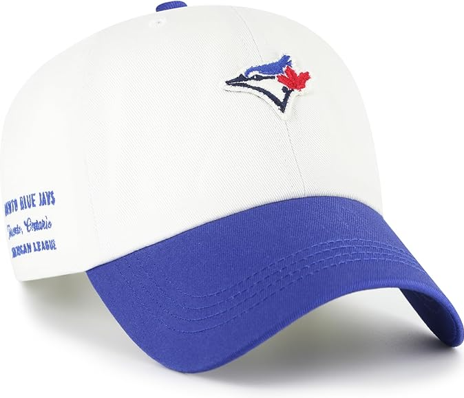47 Clean Up MLB Toronto Blue Jays Contemporary Embroidered Team Logo Baseball Hat - White/Blue
