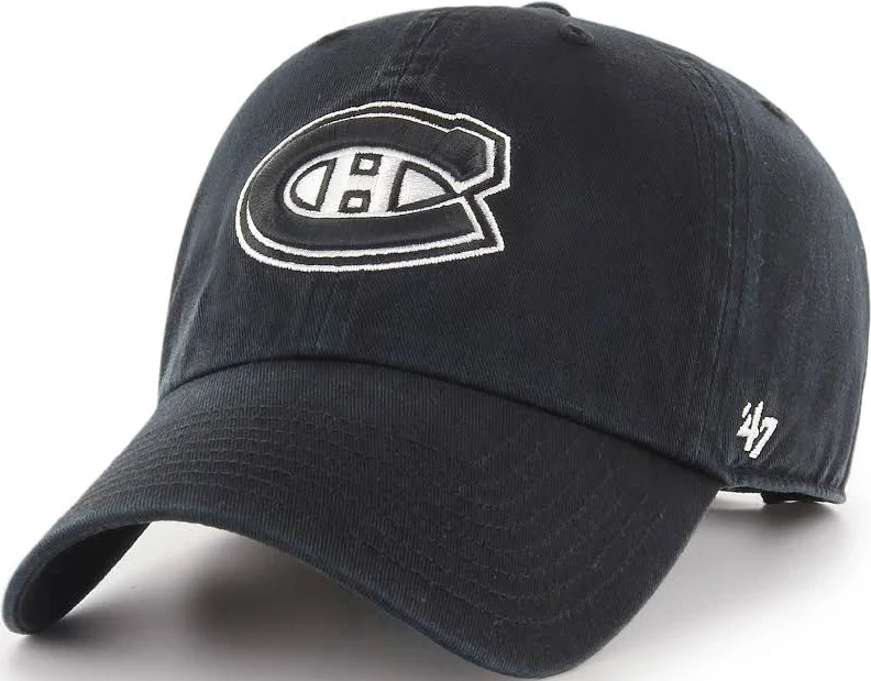 '47 NHL Montreal Canadiens Black Clean Up Adjustable Hat - Black/White