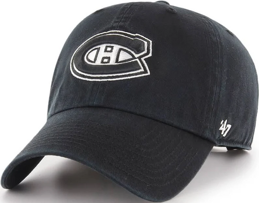 '47 NHL Montreal Canadiens Black Clean Up Adjustable Hat - Black/White