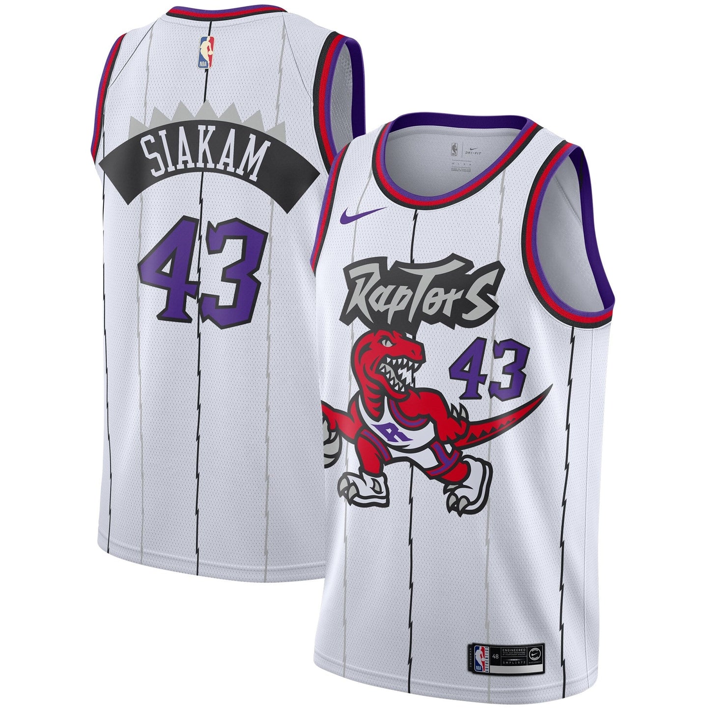 Adult Nike Pascal Siakam White Retro Toronto Raptors 2020/21 Swingman - Jersey