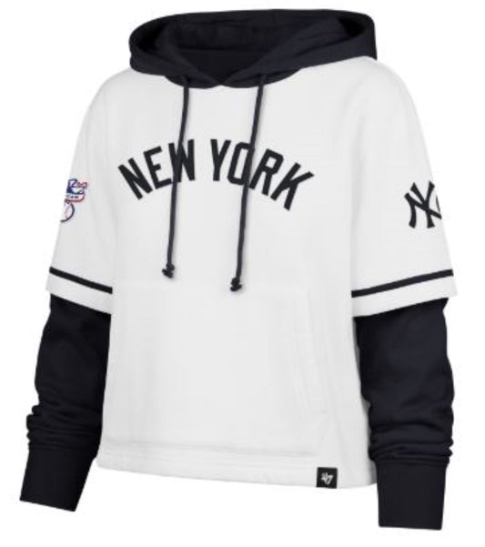 47 MLB New York Yankees Women's Cropped Trifecta Shortstop Hoodie - White/Black