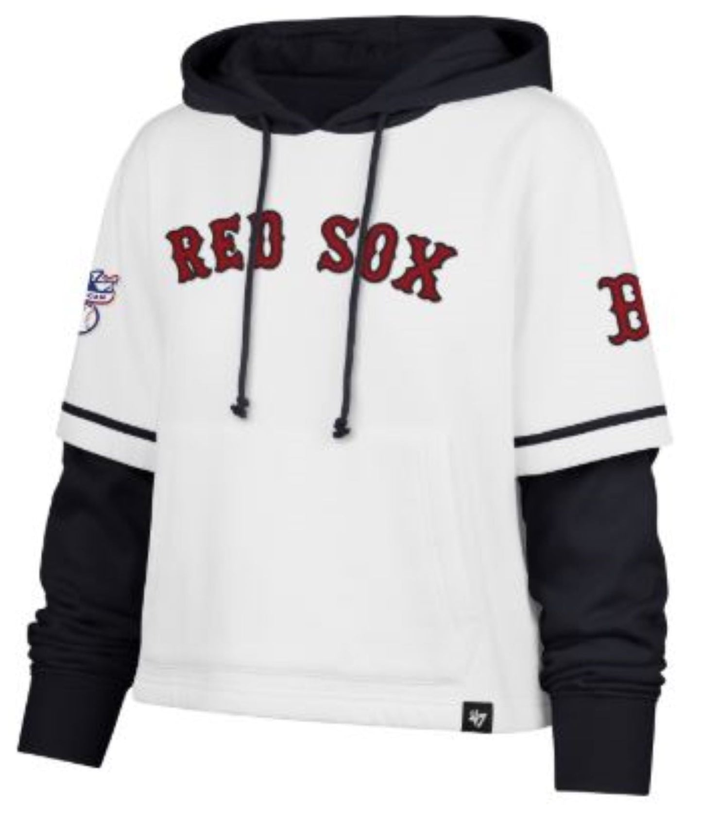 47 MLB Boston Red Sox Women's Cropped Trifecta Shortstop Hoodie - White/Black