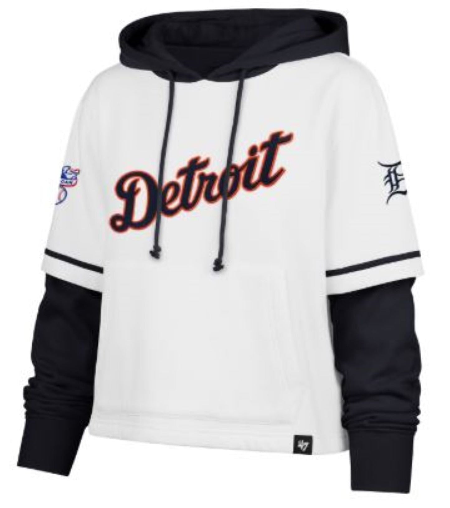 47 MLB Detroit Tigers Women's Cropped Trifecta Shortstop Hoodie - White/Black