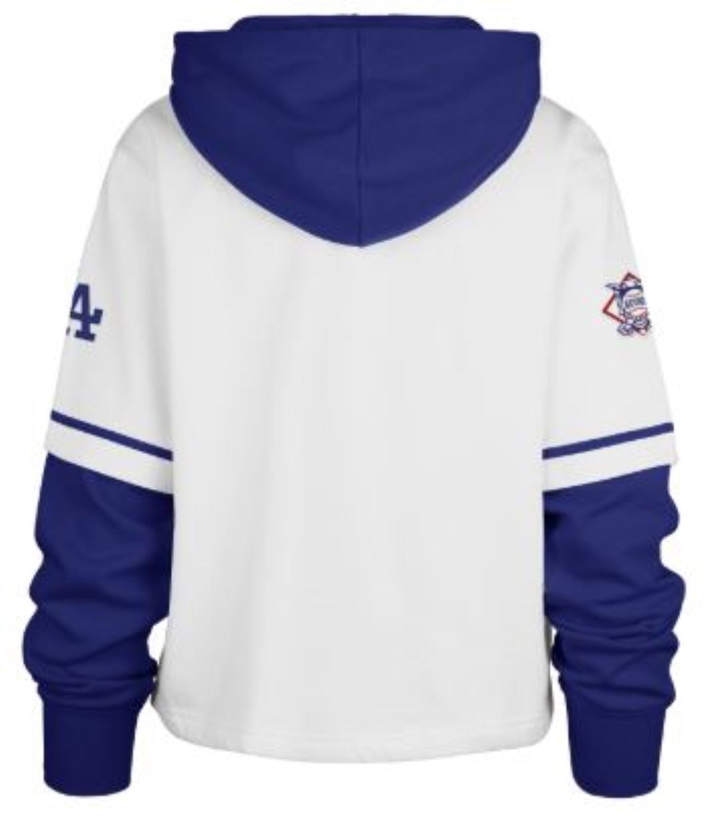 47 MLB Los Angeles Dodgers Women's Trifecta Cropped Shortstop Hoodie - White/Blue