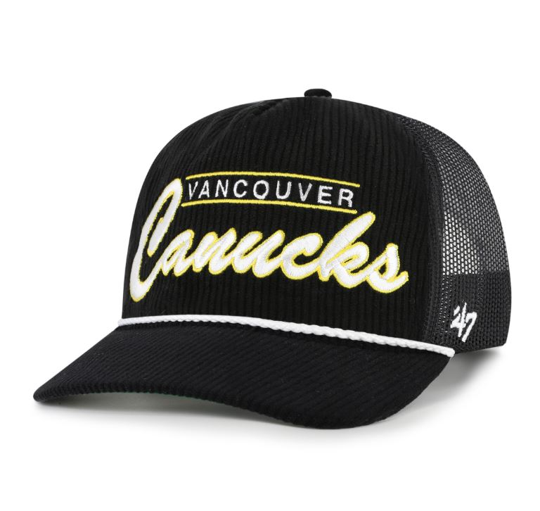 '47 NHL Vancouver Canucks Double Header Rope Mesh Adjustable Snapback Hat - Black
