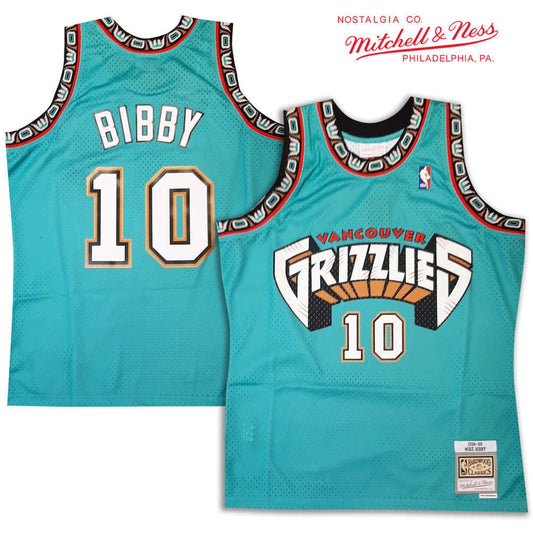 Men's Vancouver Grizzlies Mike Bibby #10 Teal Mitchell N Ness Swingman Player Jersey