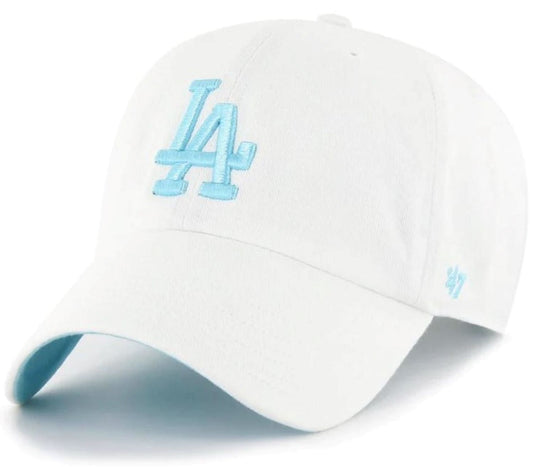 47 Clean Up MLB Los Angeles Dodgers White Noise Adjustable Hat Cap - White/Caribbean Blue