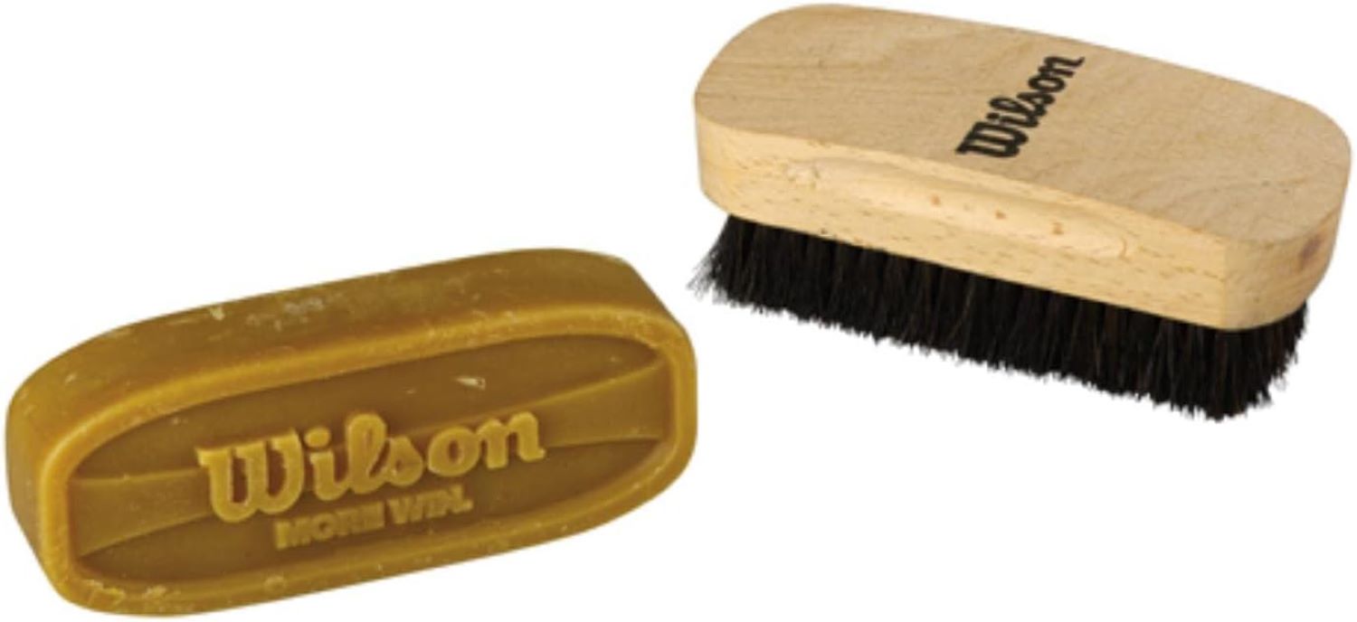 Two wooden brushes with black bristles, one yellow and one brown, featuring 'Wilson' branding on a white background.