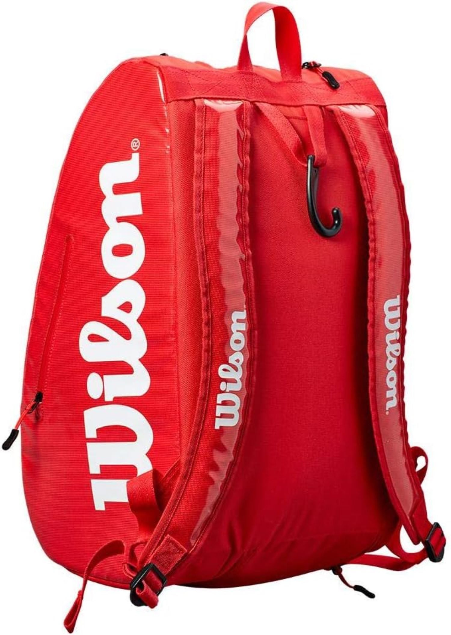 Red Wilson backpack on a white background